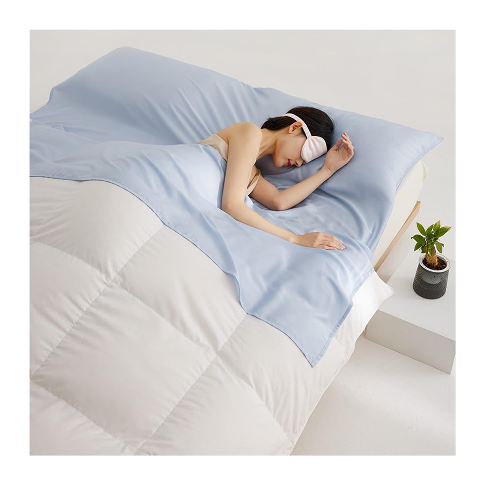 GBHMJU Sleeping Bag Liner Single Double Tencel Adult Sleep Sack Cooling Silky Soft Travel Sheets for Hotel Sleep Sack Camping Sleeping Bag Liners(Blue,160x210cm-63x82)