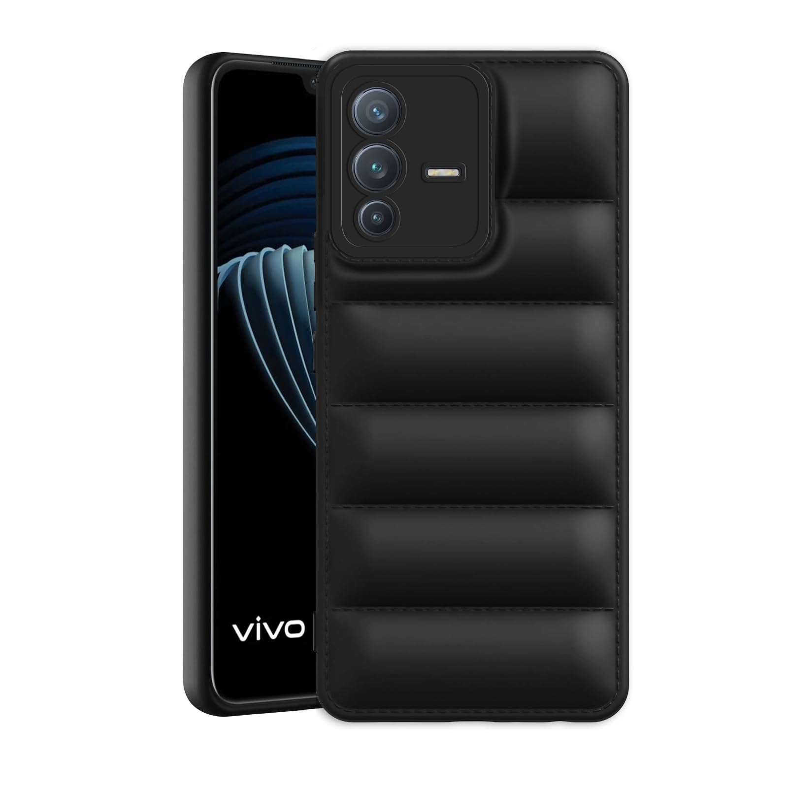 Amazon Brand - Solimo Rubber Puffer Case Camera Protection Soft Back Cover for Vivo V23 Pro 5G-Black (B0CQT6JXS6) Amazon Price History, Amazon Price Tracker