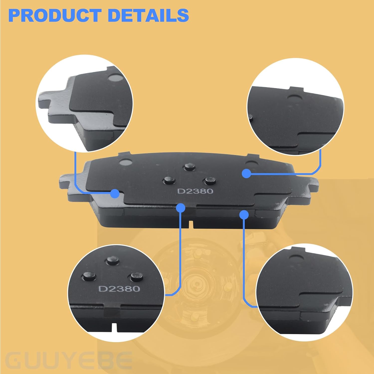 Front Brake Pads Kit,For Hyundai 2021-2023 Santa Fe Santa Cruz,For Kia 2021-2023 Sorento,Replace for 2380 D2380 SBC2380 CFC2380 17-2380 16-2380