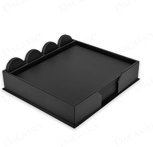 Dacasso Juego de 23 piezas de cuero sintético negro para sala de conferencias  Protector de superficie de escritorio ejecutivo  Blotters de lujo y