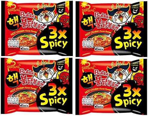 Sam Yang 3X Spicy Buldak Hot Chicken Flavour Instant Korean Noodles - 140Gm*4Pack (Pack of 4) (Imported)