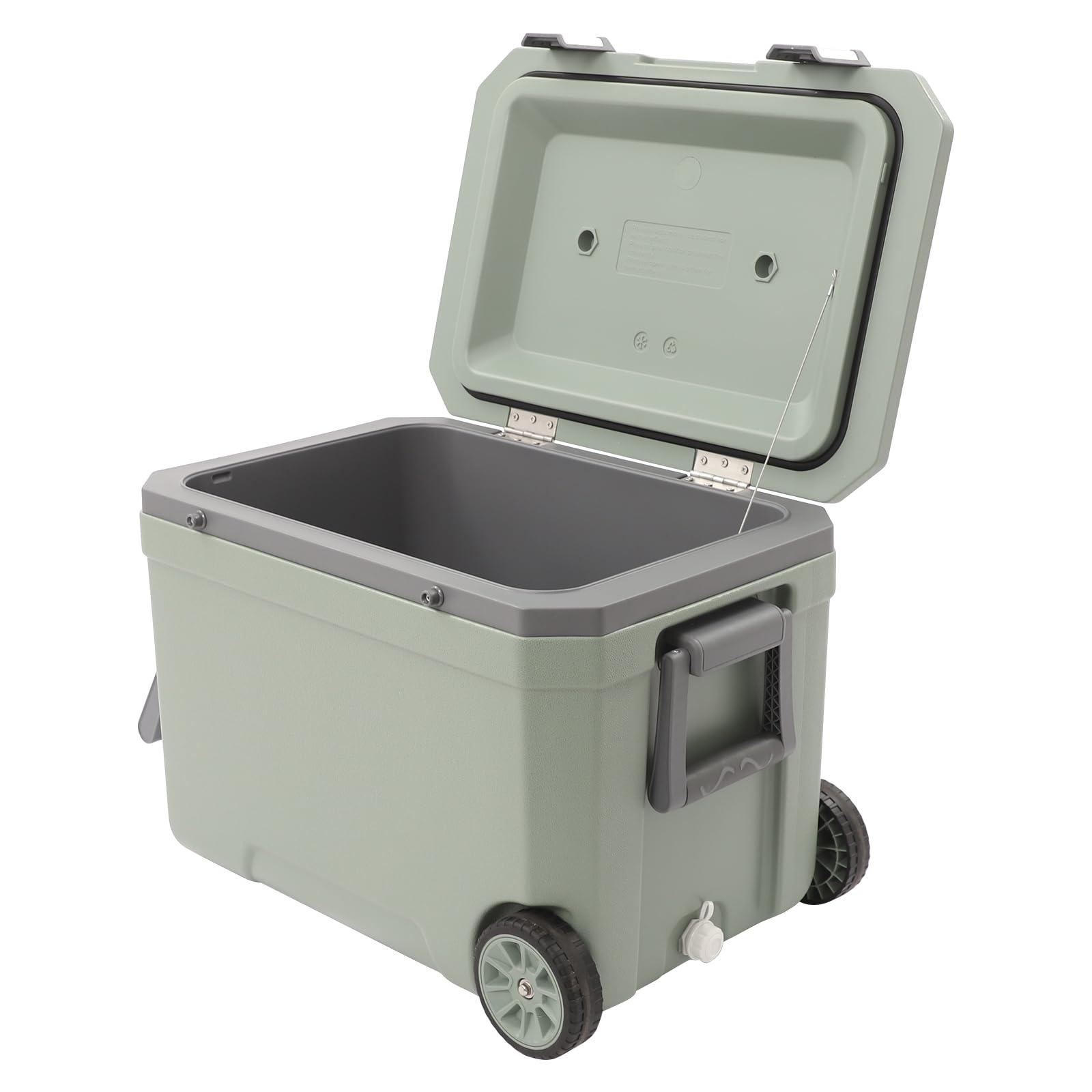 45L nevera grande con ruedas portátil Pasivo Nevera sin electricidad | Carro refrigerador con orificio de drenaje y asas, caja térmica retro para pesca, camping, picnic