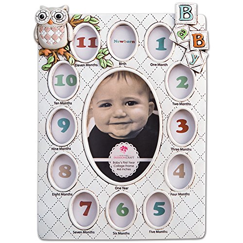 Baby's First Year Collage Picture Frame Holds 13 Photos From Birth - Age