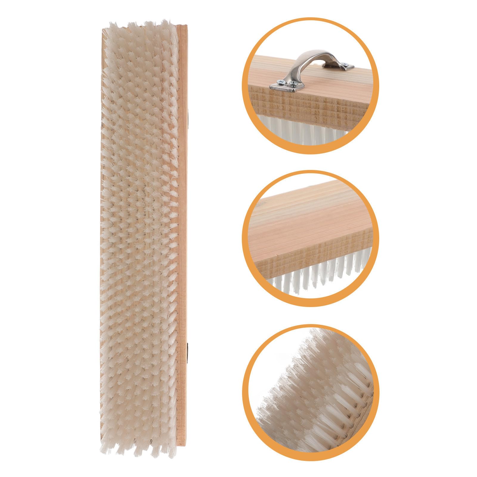 ULTECHNOVO Cepillo de Limpieza para Ranuras de Elevador en Edificios Comerciales, Cerdas Duras y Mango de Madera para Limpieza Profunda