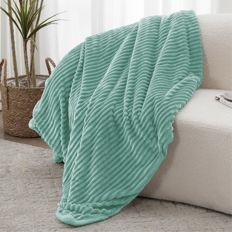Image of BSB HOME Pencil Pattern Flannel Fleece Sherpa Blanket 220 X 150 Cm, Soft, Plush, Fluffy Season /Ac and Mild Winter Reversible Blanket - Single Bed (Mint Green, Weight - 1.6 Kg), 300 TC