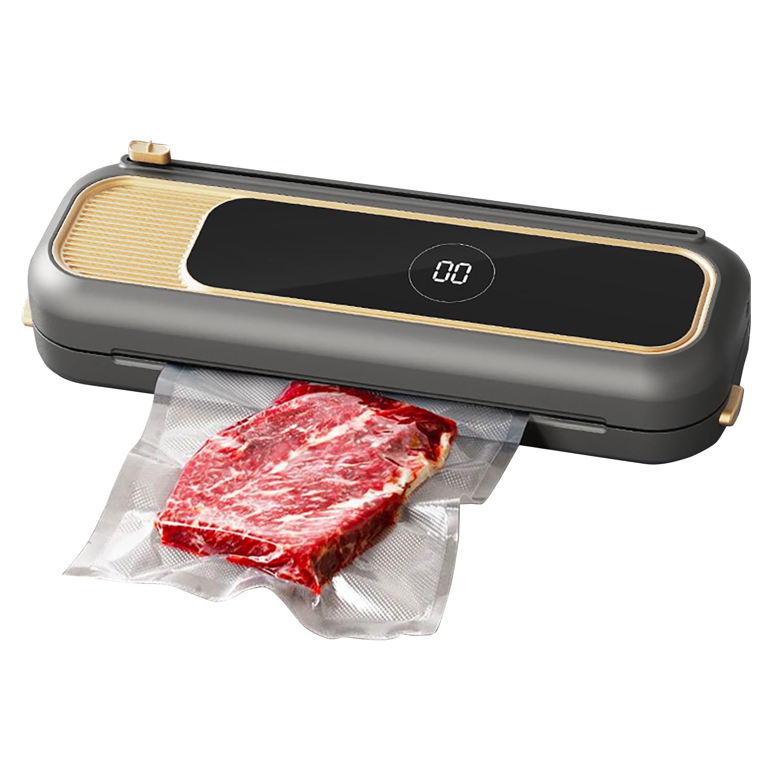 Vacuum Sealer Machine for Food Storage, 65kPa Powerful Seal with Cutter, Compact Food Preserver for Dry, Wet, Oil & Powder (Gray/White/Black)(Gray)