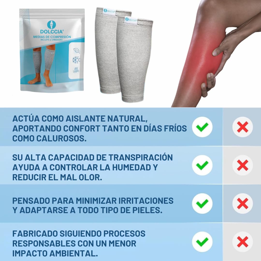 DOLCCIA 1 par Medias de compresión de bambú, Calcetines Compresivos Mujer Hombre, Mangas de Compresión para Deporte, Running, Ciclismo, Trabajo, Senderismo, Vuelo
