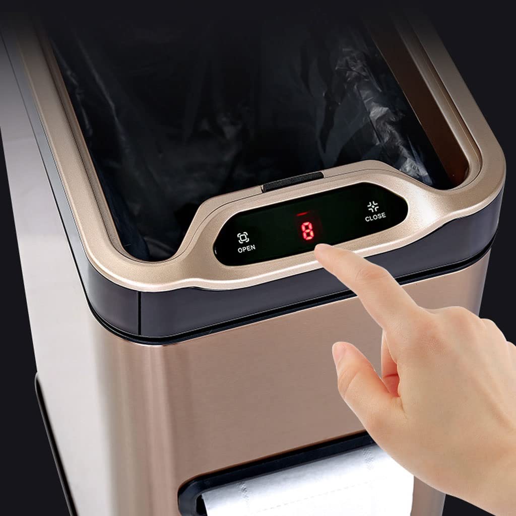 Papelera de Interior Papelera de baño Papelera de Acero Inoxidable de inducción Inteligente Papelera de baño Inodoro multifunción Escobilla de baño autónoma Papelera de Toalla (Plata S)