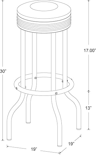 Miniatura 7 de Coaster Home Furnishings - Retro años 50 - Juego de bar de 3 piezas - Metal y laminado - Mesa redonda, patas cromadas y taburetes giratorios sin