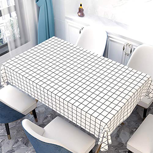 Taclo 100% Waterproof PVC Tablecloth 54 x 78 Inch Oil-Proof Spill-Proof Vinyl Tablecloth Wipeable Plastic Table Cover Protector Rectangular (White Plaid)