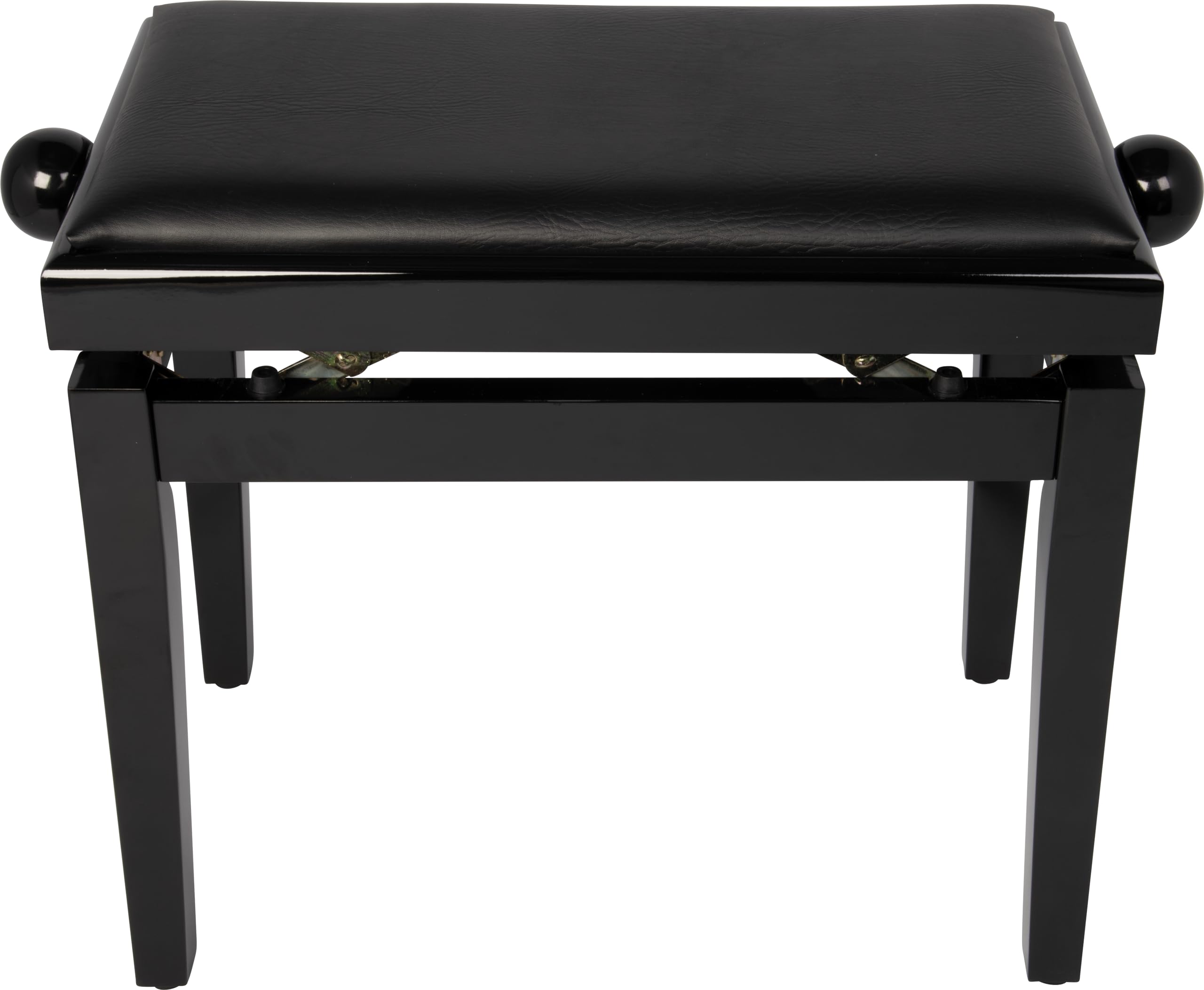 QUIK LOK - PB/100 BK L Klavierbank aus Holz, Schwarzer Sky-Sitz, Robuster Bezug, Höhenverstellbar 48–57 cm, Version in Hochglanz-Schwarz-Finish