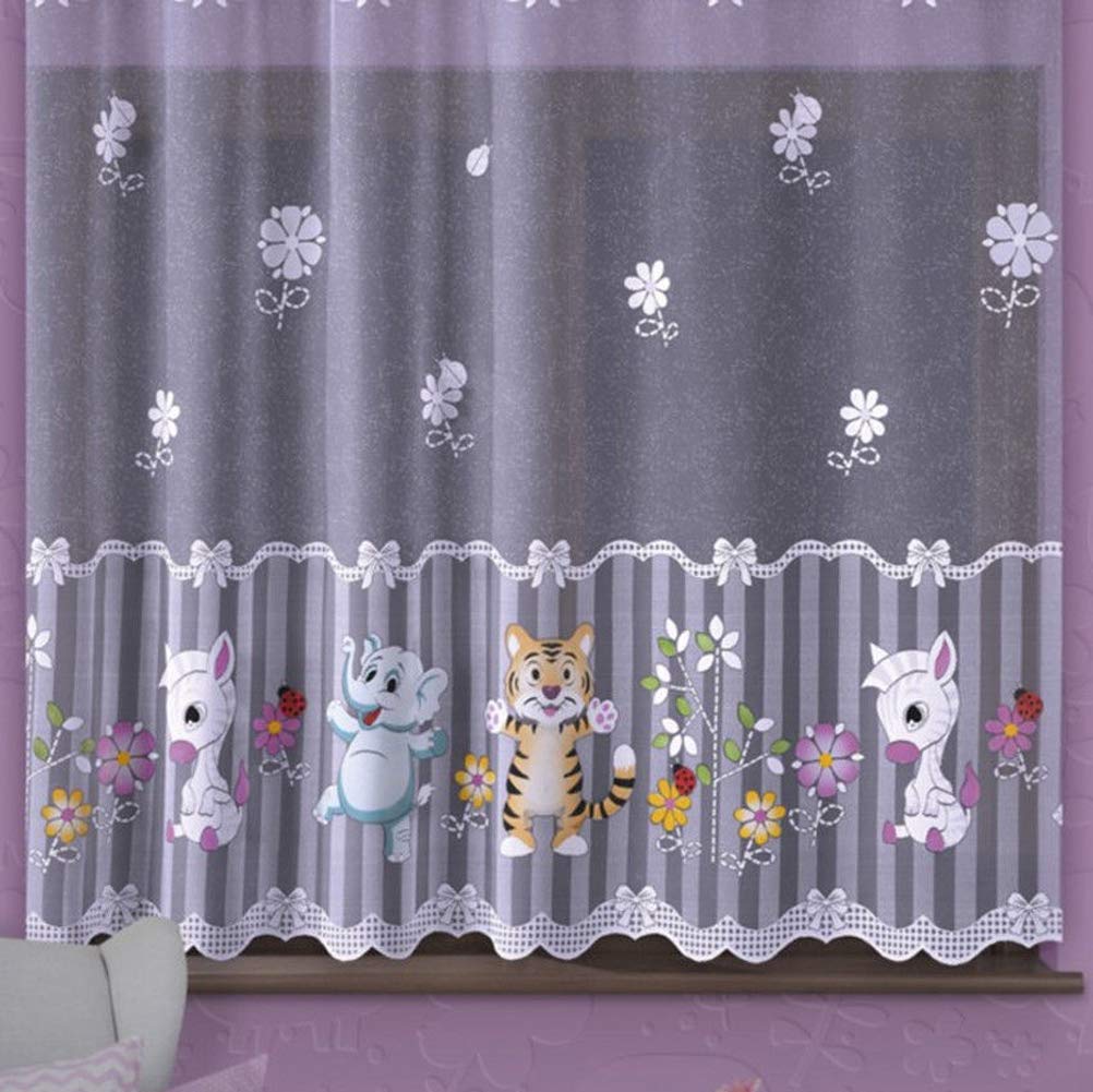Mforstyle Multicolor Kids Curtain Zoo Animals Children Room Kids Bedroom Decoration- Slot Top - Width: Sold By Metres - Ready To Hang - Drop: 45" (114Cm)