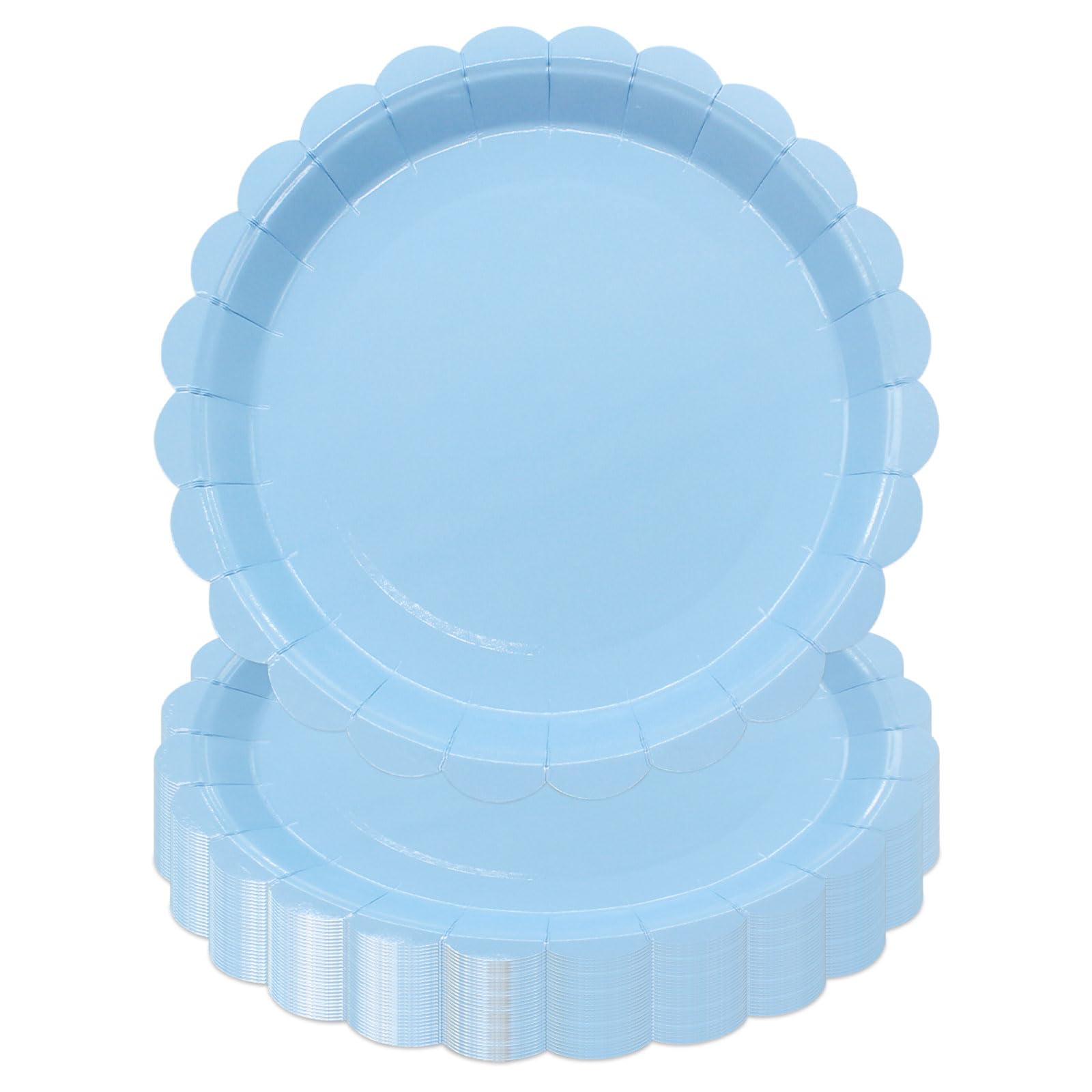 Poqirzan 50Pcs Light Blue Paper Plates Blue Party Supplies 9 Inch Disposable Dessert Plates Birthday Party Plates for Valentines Tea Party Baby Shower