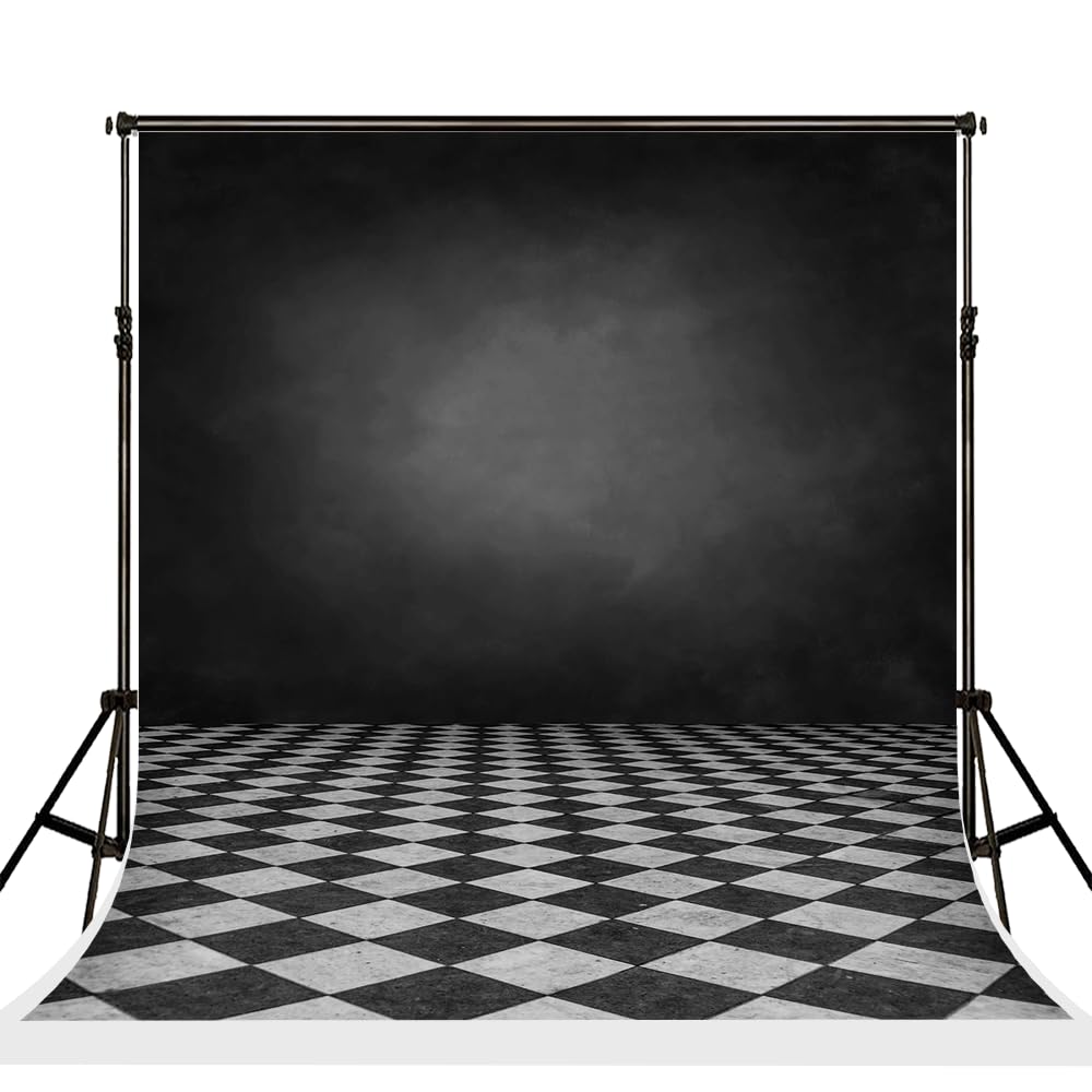 Kate Telón de fondo negro vintage abstracto tablero de ajedrez arte estudio fotográfico boda cabina de fotos accesorios de fotografía 2,5 x 3 m