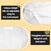 Vista 4 de Hillban Halloween 3 Pcs Chef Unisex Costume Chef Tall Hat Coat Bistro Apron Set Chef Jacket Chef Coat Chef Apron for Man