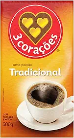 3 Corações Café Torrado e Moído Tradicional, 500g vácuo