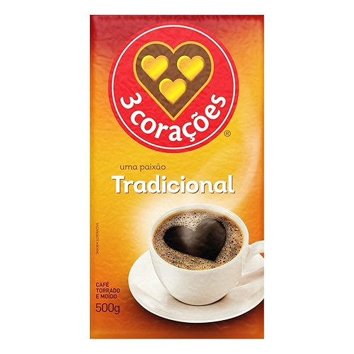 3 Corações Café Torrado e Moído Tradicional, 500g vácuo