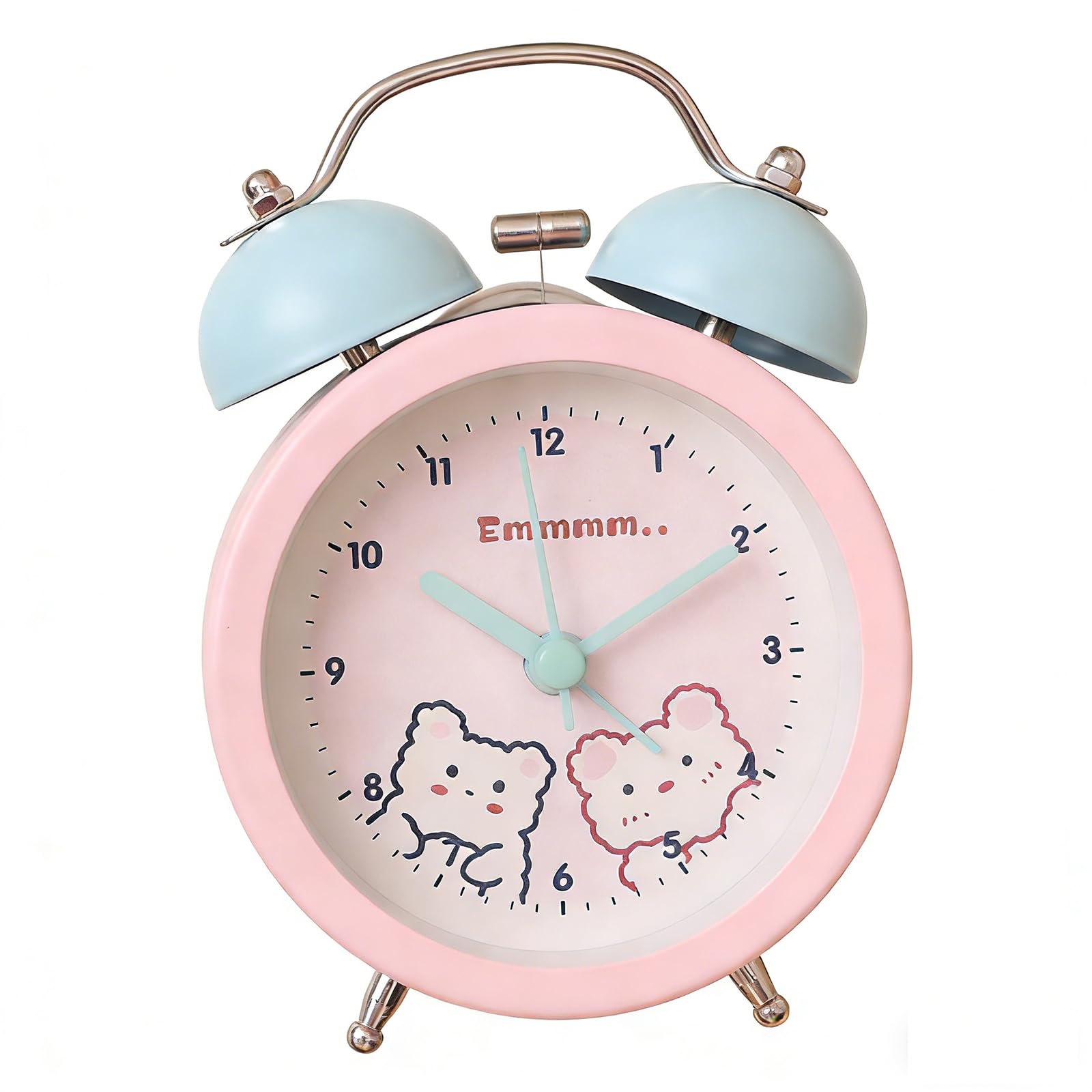 Reloj despertador analógico simple con esfera clara y números grandes legibles