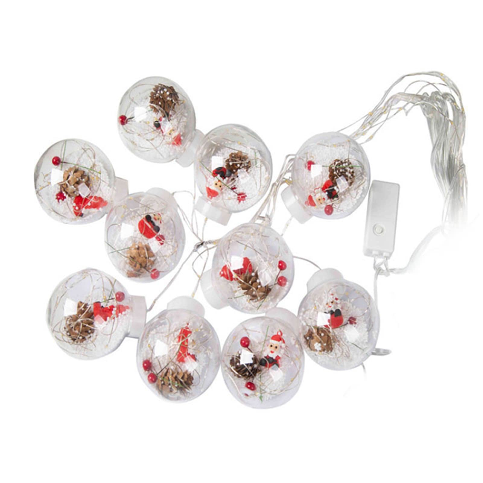 Luci a Forma di Globo Luci a Forma di Babbo Natale Lunghezza 3,3 M Alimentate a Batteria Luci Natalizie in PVC per Giardino di Matrimoni per Feste in Casa