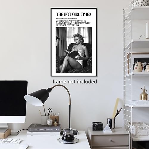 Miniatura 7 de FIHFCBCV Póster de lectura de libros de chicas calientes, arte de pared vintage para amantes de los libros, póster de periódico retro en blanco y