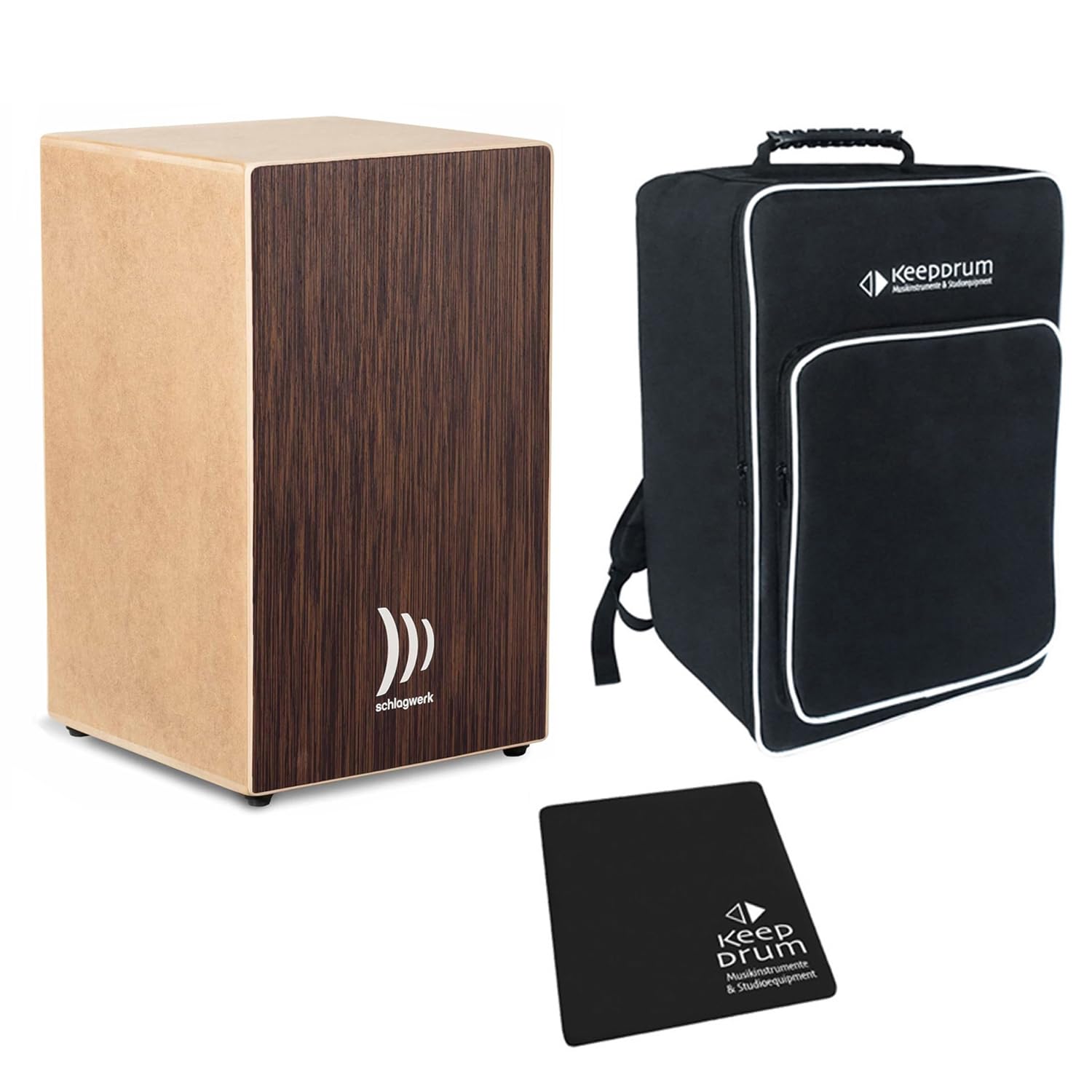 Schlagwerk CBA30SW - Cajón Pro Wenge, Instrumento Musical Cajón de Musica (incluye almohadilla de asiento y funda Keepdrum)