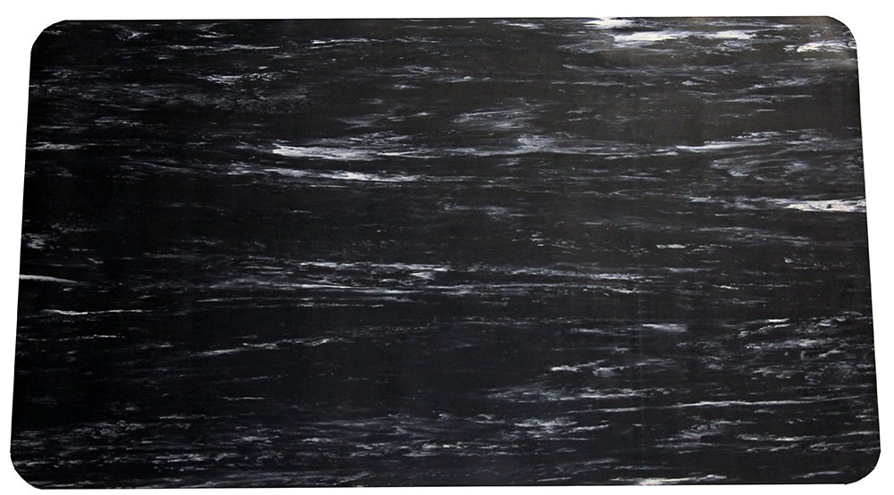 Durable Grand-Stand Vinyl Anti-Fatigue Floor Mat, 2' x 3', Marble Black