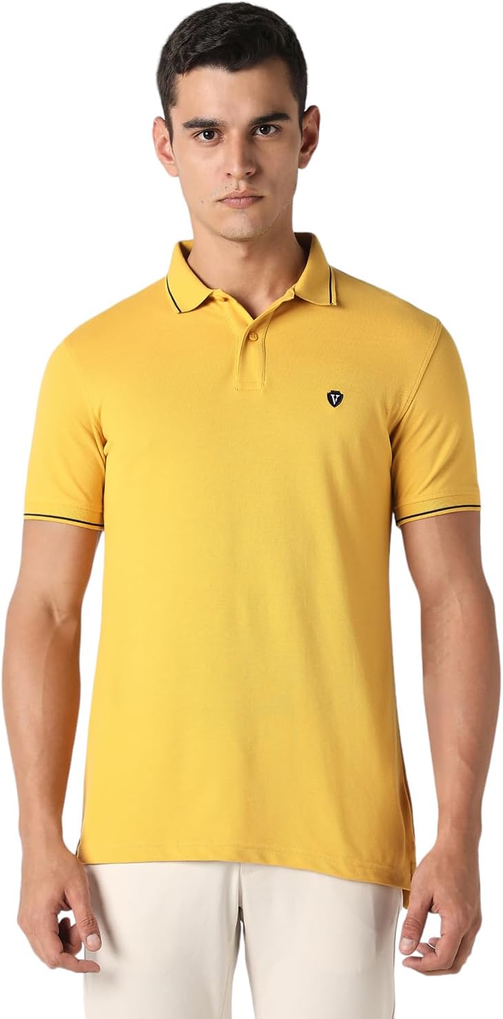 Men's Cotton Solid Regular Fit Collar Polo T-Shirt