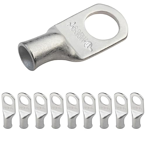 Miniatura 475 de SELTERM - Terminal en anillo de grado marino UL 2/0 AWG 3/8 pulgadas (25 uds) para batería, terminal tubular de cable eléctrico, conector calibre