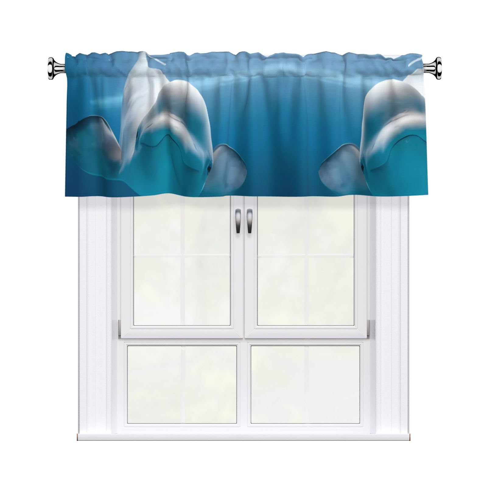 WHJSSF Cute whale Prints Housewarming Gift – Peach Skin Window Valance 54x18 for a Cozy Kitchen Refresh