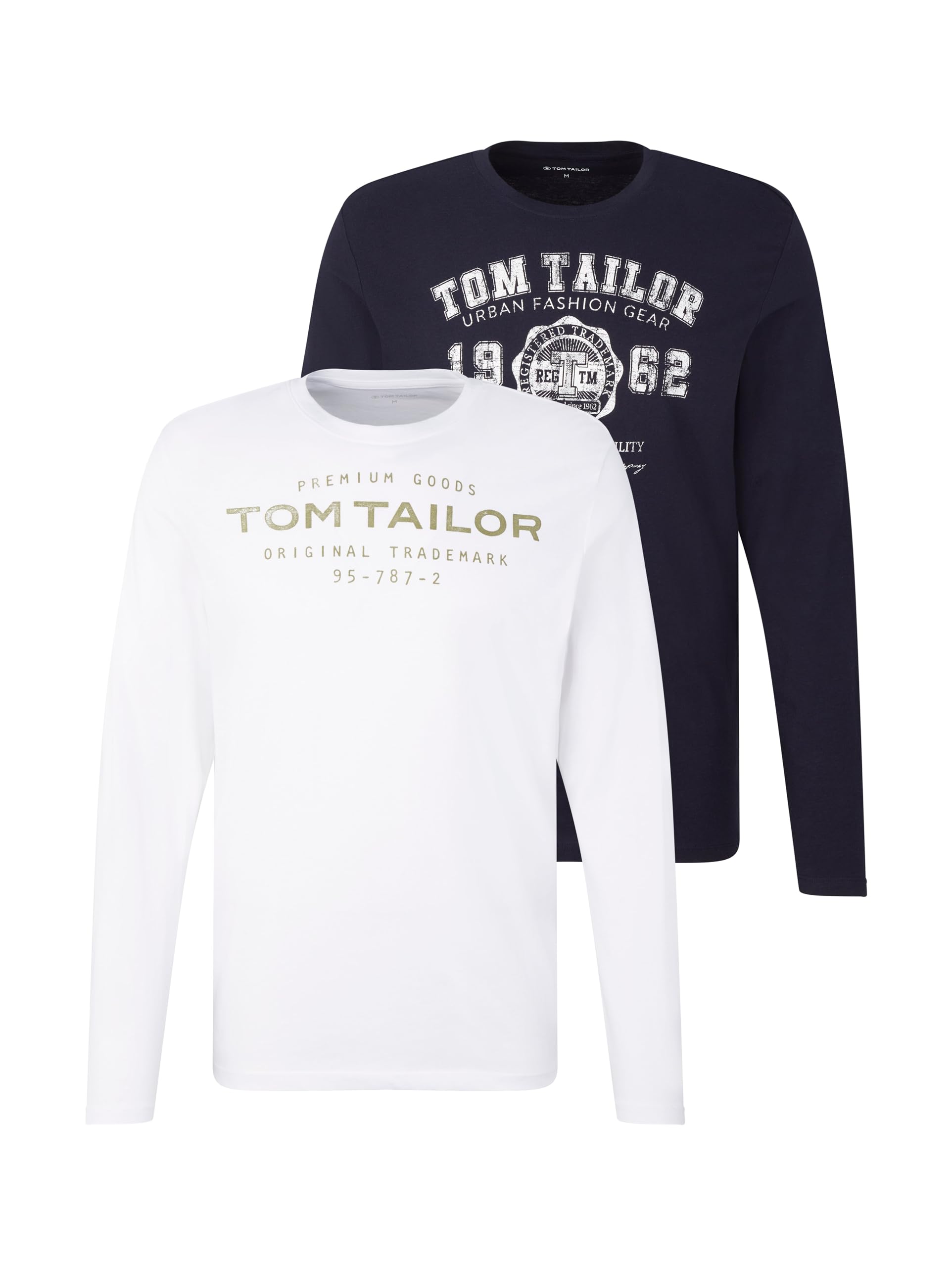 TOM TAILOR Herren Langarmshirt im Doppelpack 1034857, 10690 - Knitted Navy, 3XL – Ansicht 2