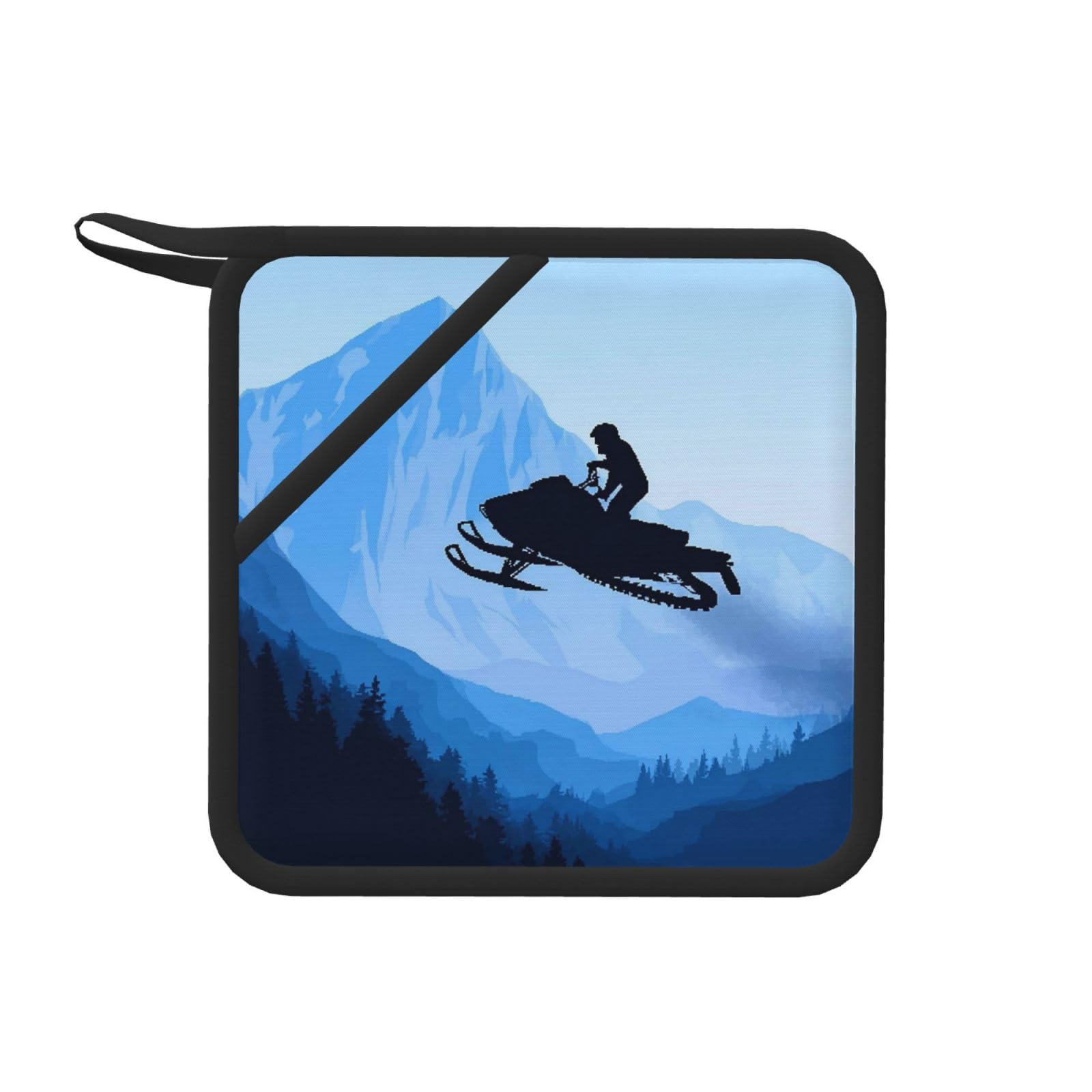 Pot Holders Set of 2 Kitchen Heat Resistant Potholders Snowmobile Silicone Aunty-hot Pad Cotton Lining Oven Hot Pads for Cooking Baking BBQ Microwave Kitchen