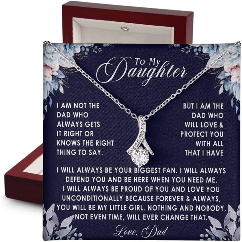 VIRAGIL To My Daughter Necklace, Luxury LED Light Box With Message Card - Birthday & Christmas Gifts