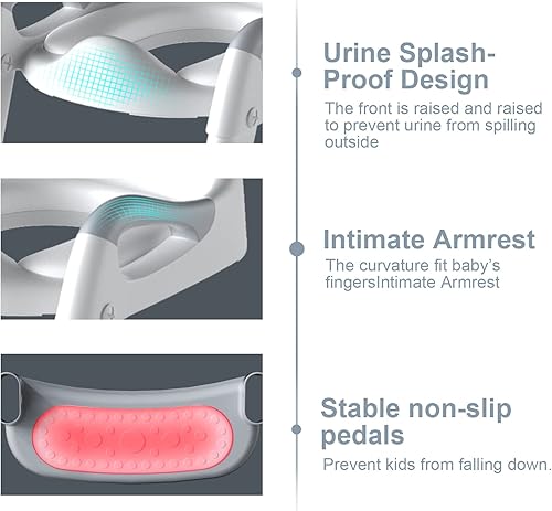Vista 4 de GLAF Asiento de inodoro de entrenamiento para niños pequeños con taburetes escalonados para niños y niñas, asiento ajustable 2 en 1 con almohadillas