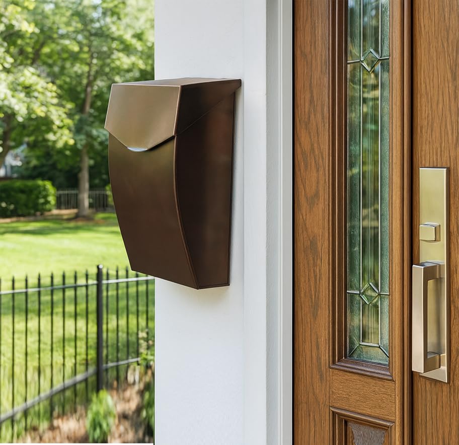 Image of NACH Mailboxes for Outside Wall Mount, 4.8 x 10 x 13 inch Antique Copper Wall Mounted Mailboxes for Outside, Waterproof Mailbox for House - The Bradley Large Mail Box