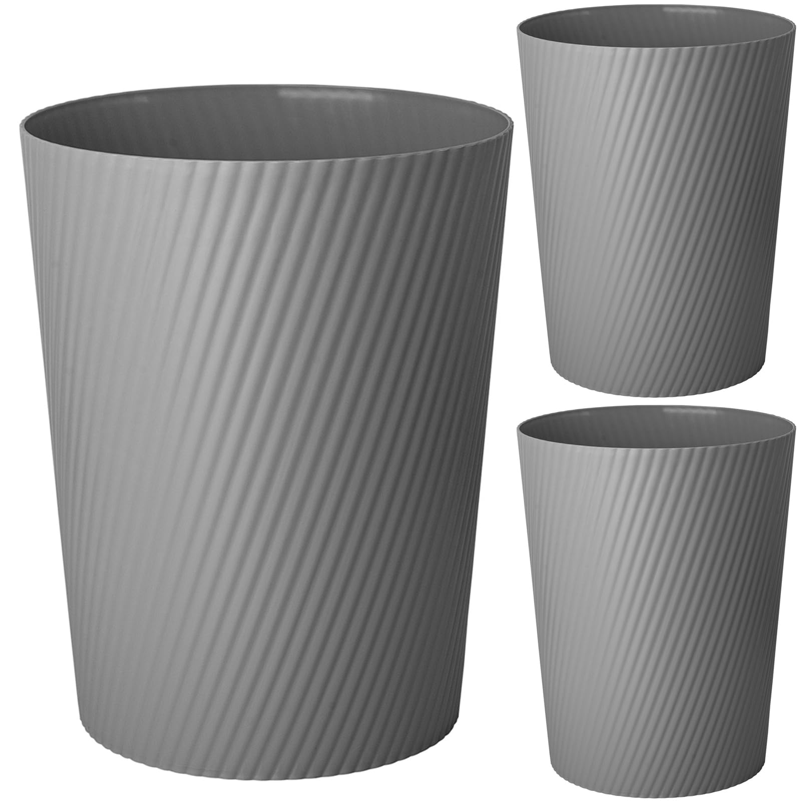 UUJOLY Small Trash Can Wastebasket Garbage Can Container Bins for Bathrooms, Laundry Room, Kitchens, Offices, Kids Rooms, Dorms (Dark Grey, 3 Pack) — image 1