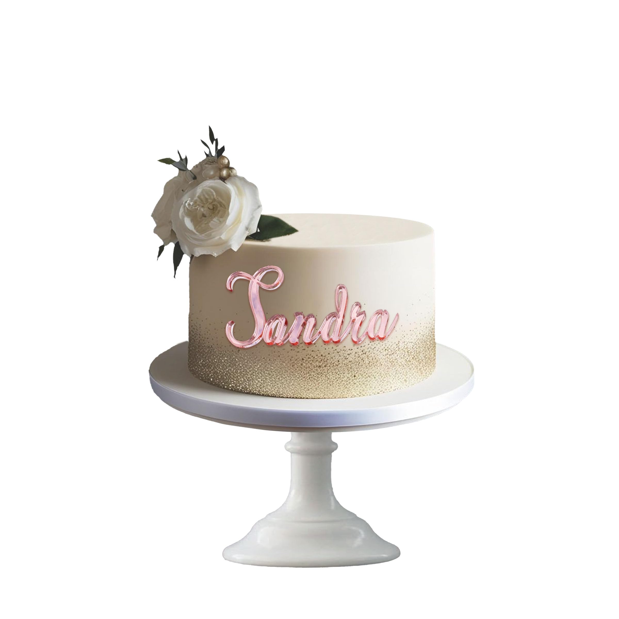Personalised Cake Topper – Multicoloured Acrylic Name Plate for Birthday, Wedding, Anniversary – Custom Letters Cake Decoration & Charms (Rose gold)