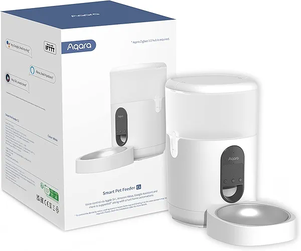 Aqara Smart Pet Feeder C1, REQUIRES AQARA Zigbee 3.0 HUB, Automatic Feeder for Cats and Dogs, Auto Cat Food Dispenser with APP Control, Can be Controlled by Google, Alexa, Siri, Works with S