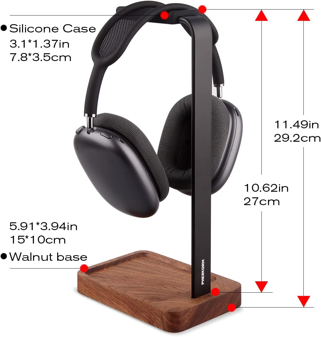 Walnut Wood Aluminum Headset Holder, Desktop Bangladesh Ubuy - Main Image