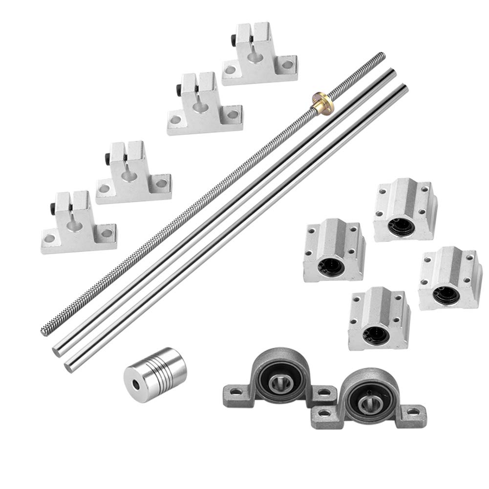 350 mm śruba pociągowa T8 + nakrętka miedziana + łożysko pionowe łożysko + sprzęgło + prowadnica liniowa 8 mm + uchwyt V + łożysko kulkowe (typ 7, 1 zestaw, 350 mm)