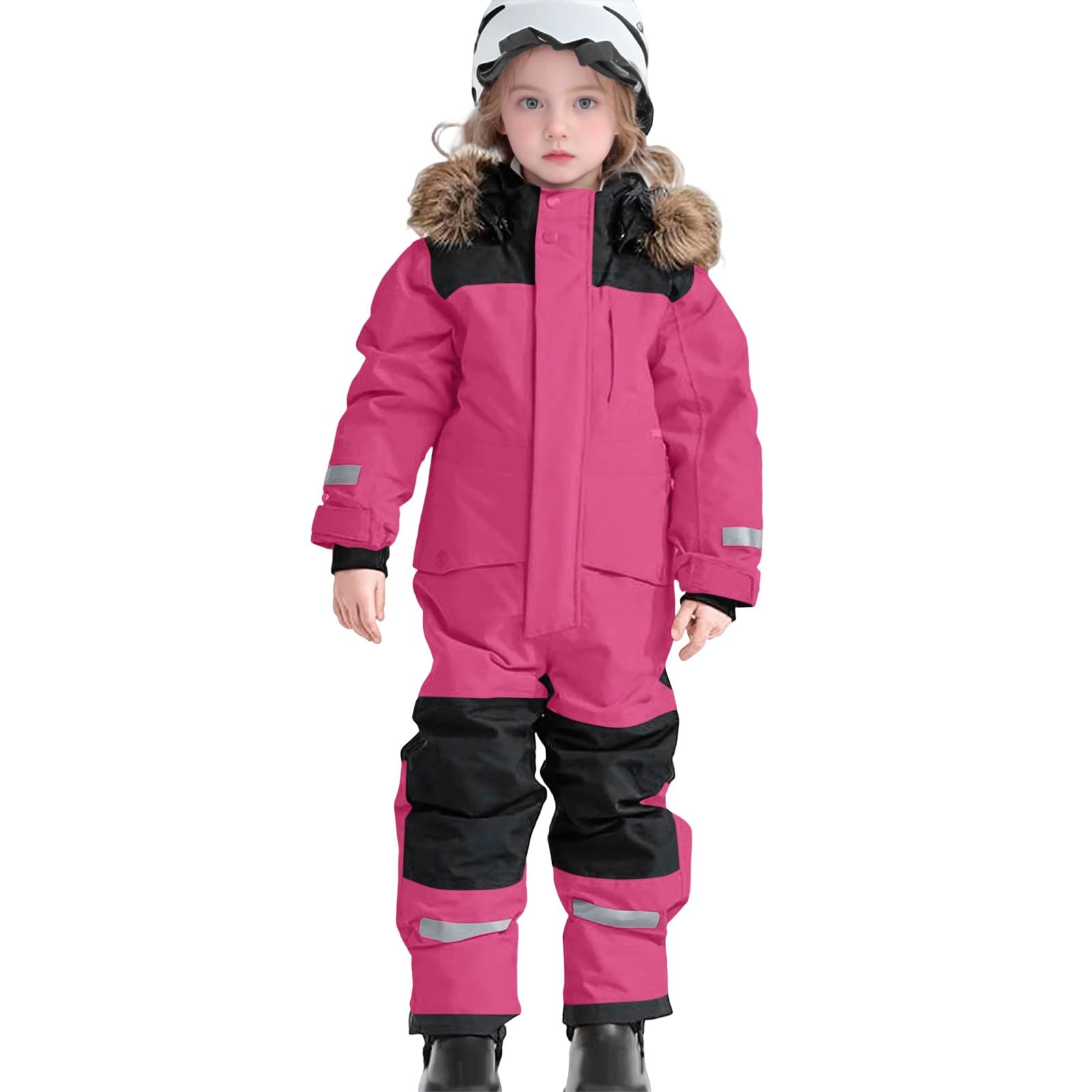 Generico Tute da Neve Bambino e Ragazzi, Tute da Sci Bambine e Ragazze, Tuta da Neve di un Pezzo Bambini Invernale Outdoor Antivento Impermeabile e Traspirante Calda Tuta con Cappuccio e