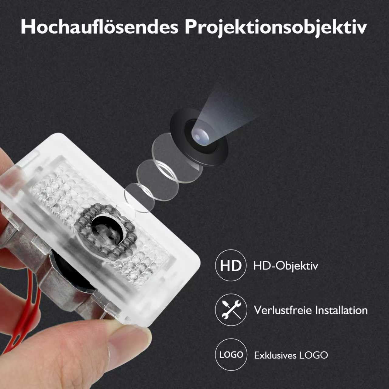 4 Stück Tesla Autotür LED Licht Logo Projektor Kompatibel mit [Model Y/3/S/X] Willkommenslicht Logo Projektionsleuchten Aluminium+PC-Material HD-Projektion Tesla Zubehör