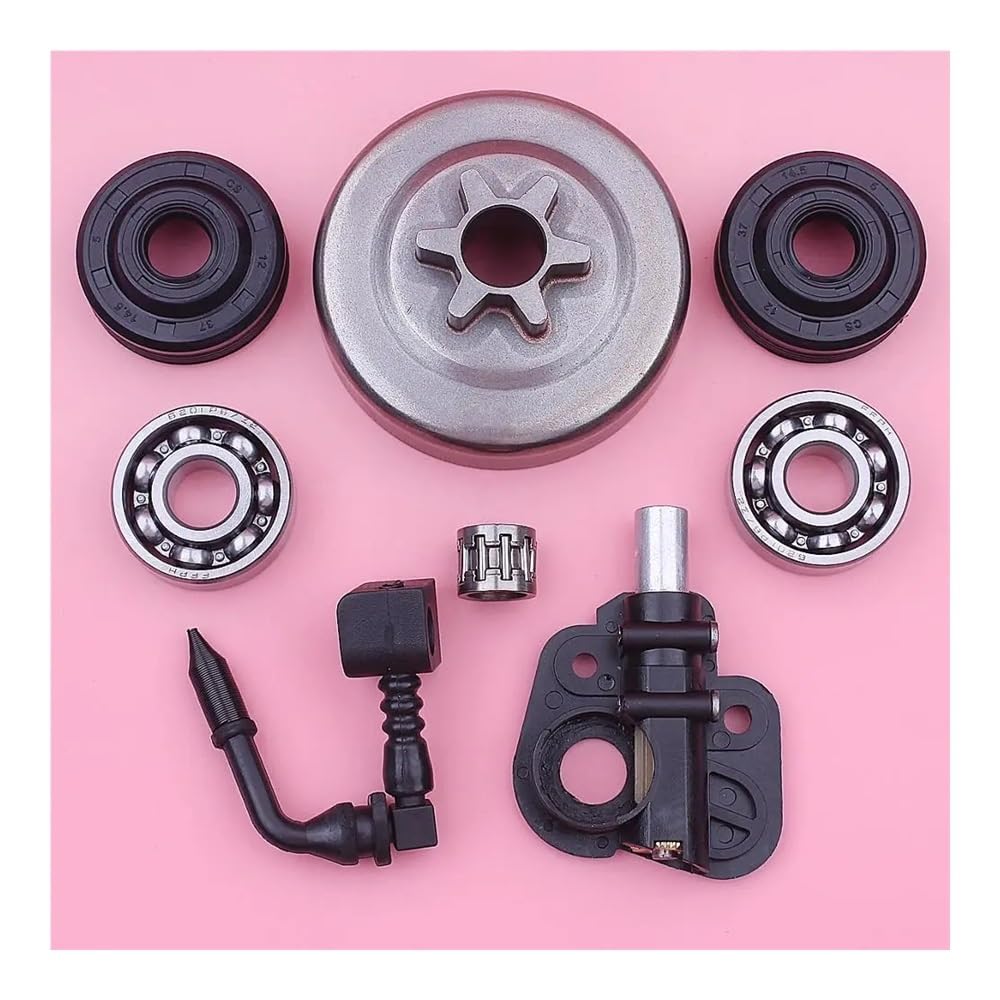Kit de cojinete de Agujas de Tambor de Embrague de 3/8'' 6T Compatible con Motosierra 350, 351, 352, 370, 371 y 390. Retén de Aceite 530047061 y 503932301.