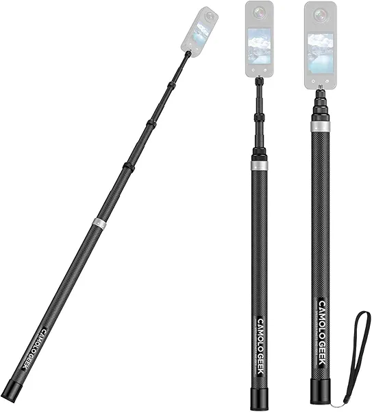 118"/3.0m Invisible Selfie Stick Carbon Fiber, 9.8ft Extended Super Long Pole Compatible with Insta360 X5 X4 X3 ONE X2, ONE R, ONE X, ONE GO 3S 3 2 Action 360 Camera (17 to 118")