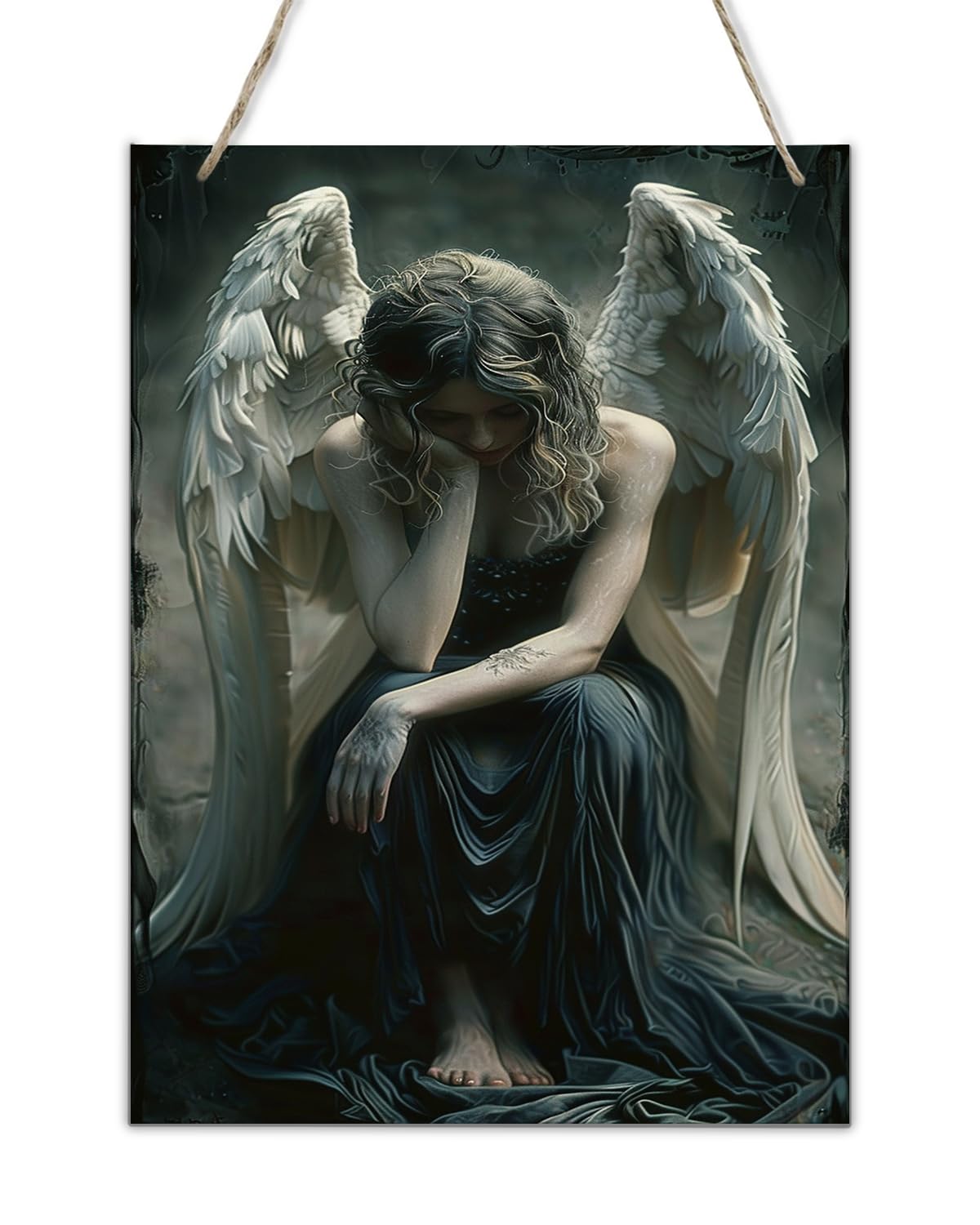 Amazon.com : CDSASHCA Wooden painting art Lost Angel Bedroom Wall