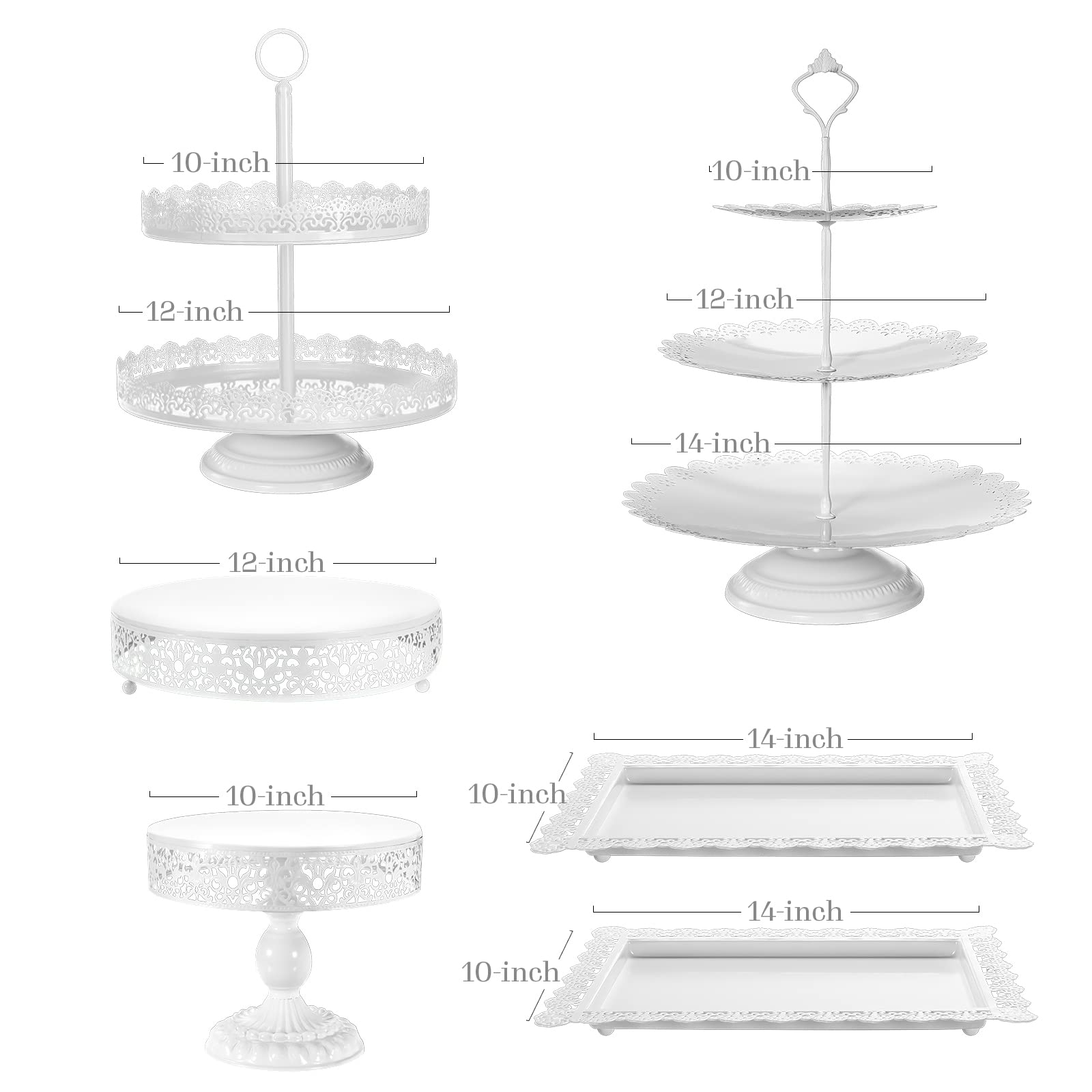 Nelhalt White Cake Stand 6 Pcs, Antique-inspired Dessert table Display Set Different Heights and Shapes Stands Tiered Cupcake Holder Candy Fruit Plate Decoration for Wedding Birthday Party Celebration