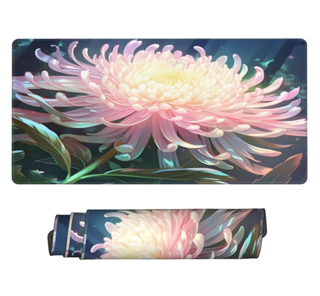 Tappetino Mouse Crisantemo, Mouse Pad XXL 1000 x 500 x 3 mm, Rosa Tappetino Gaming Grande Sottomano Scrivania, Impermeabile Mousepad Lavabile con Base in Gomma Antiscivolo per Computer-MP1545