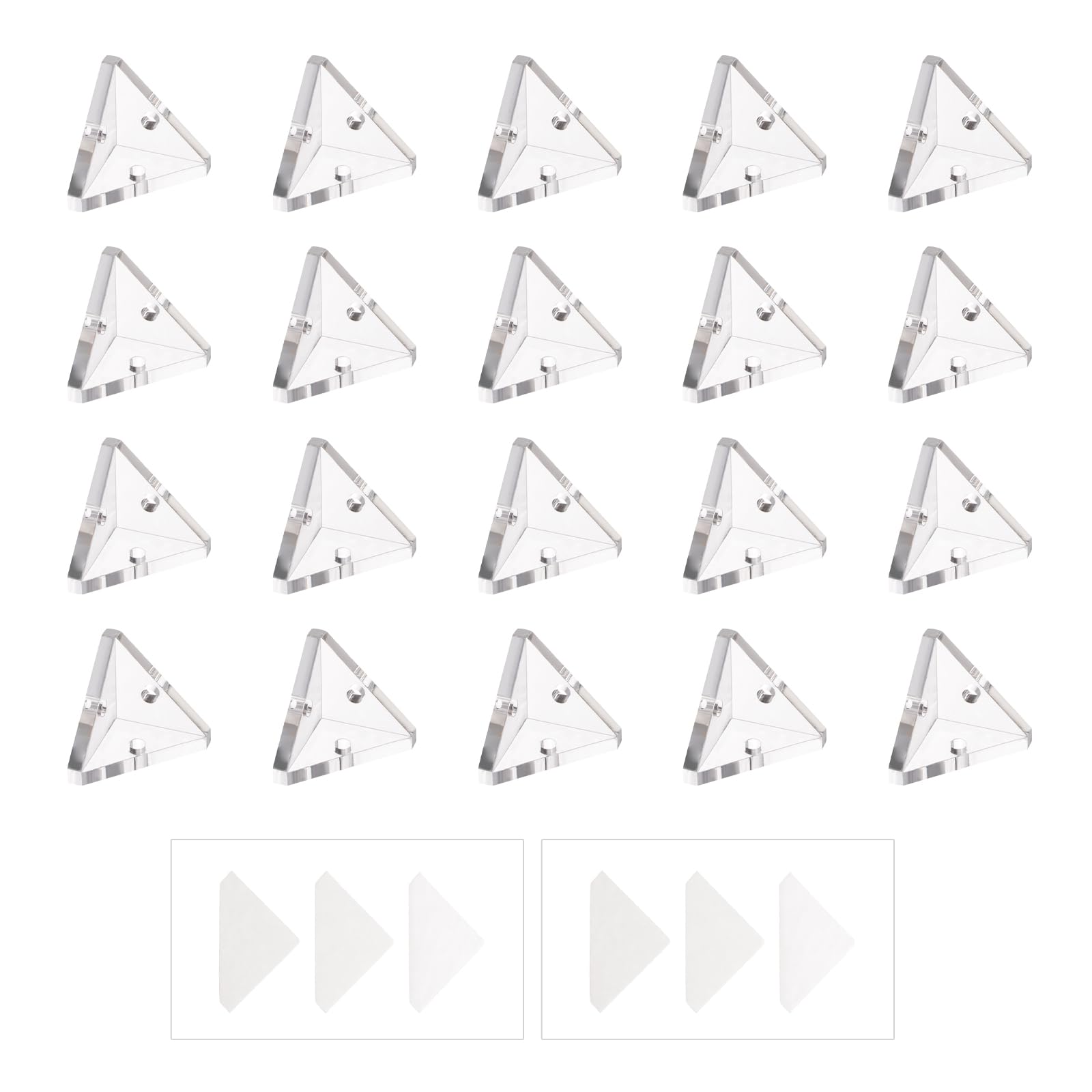Morobor Clear Acrylic Corner Bracket, 20Pcs 3-Hole Right Angle Joint Brace Brackets With Stickers For Reinforcement, Connecting Furniture(21Mm*21Mm)