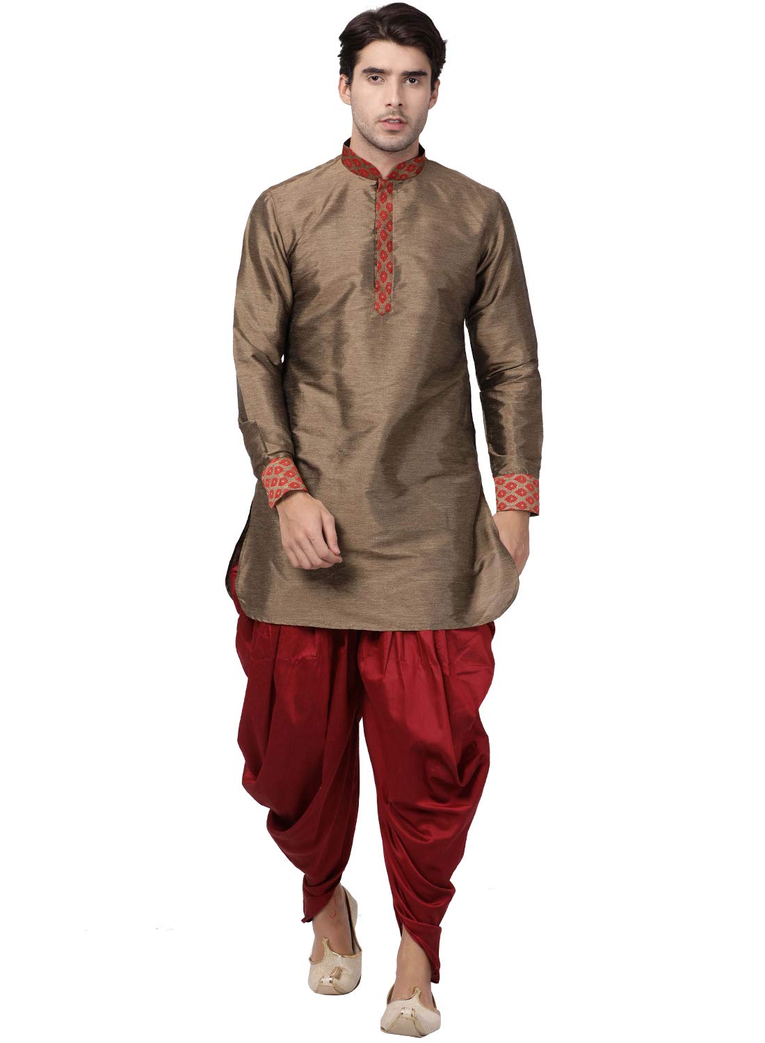 vastramay Men's Black Cotton Silk Blend Kurta and Dhoti Pant Set-picture-27