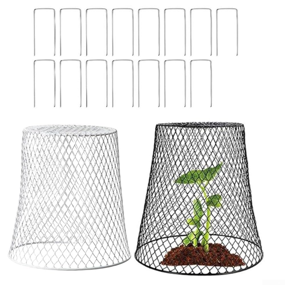 Lot de 3 cloches de protection pour plantes, cages de protection pour légumes, avec piquets de jardin, réutilisables, pour la maison et le jardin (noir)