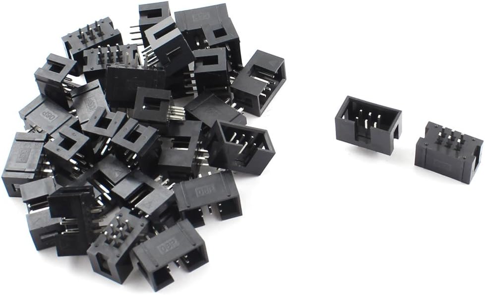 sourcing map 30 Pcs 2x3 6Pins 2.54mm Pitch Straight Pin Connector IDC Box Headers